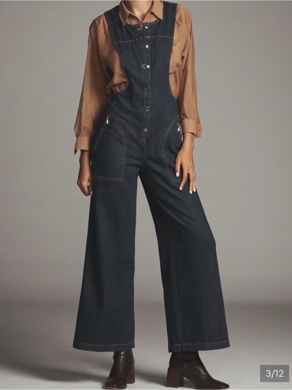 Maeve Dark Indigo Wide-Leg Denim Overalls